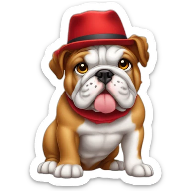 bulldog frances branco usando boné vermelho sticker