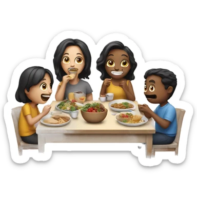 4 people eating  sticker