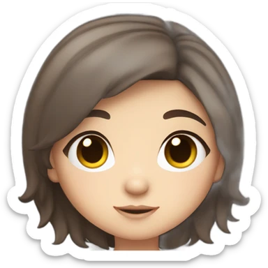 chibi cartoon girl with dark brown hair and freckles sticker