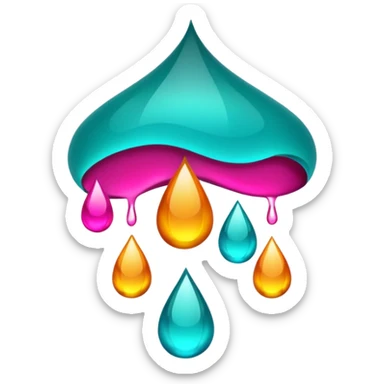 #LiquidIntell flowing raindrop in deep jade teal, neon cyan, and accents of golden amber and fuchsia sticker