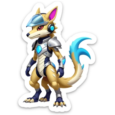 Epic Edgy Cute Colorful Modern Anthro Vernid-Protogen-Sergal-creature-animal full body sticker