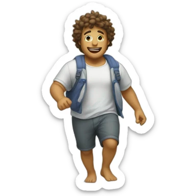 Gordo caminando hacia la playa  sticker