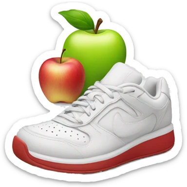 Shoe with an apple sticker