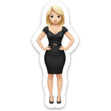 fullbody busty blonde woman standing with hands on hips, SFW sticker