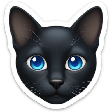 black cat with a white stripe in the middle of the face with blue eyes sticker