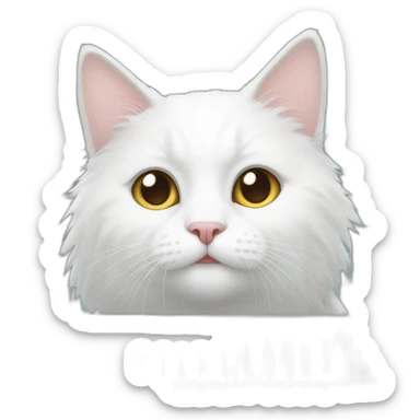 White cat in cage, fur wet sticker