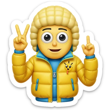 SpongeBob with a puffer jacket sticking up the middle finger sticker
