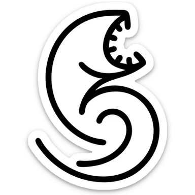 minimalist sandworm, spiral upward, sandy brown and dark shadows, open mouth, swirling desert dust background, sharp lines, high contrast sticker