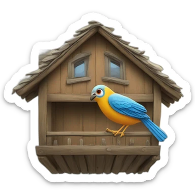 Un oiseau sur une maison sticker