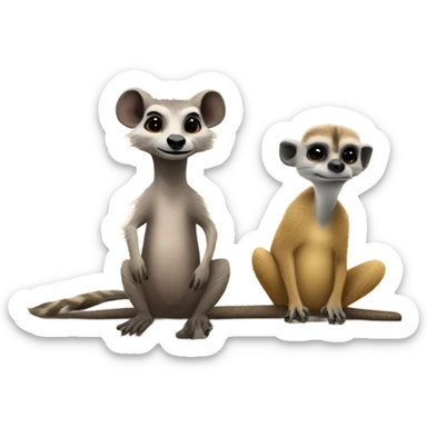 A warthog and a meerkat riding on a Pontoon boat sticker