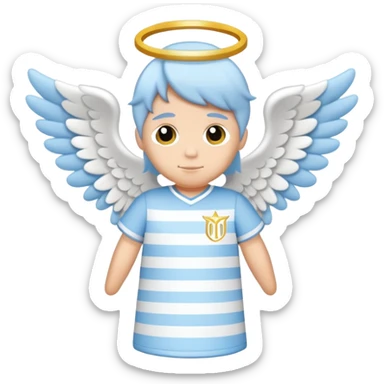 Light blue jersey with white stripes and an angel logo in the center sticker