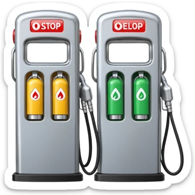 Split image—quick gas pump vs. slow EV plug. sticker