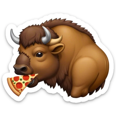 Bison eating pizza sticker