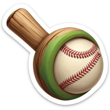 Es un tronco con cara amigable y un bate de beisboll sticker