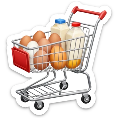 carrito de compras leche huevos carne sticker