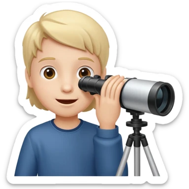 happy child using a telescope sticker