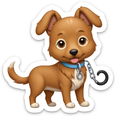 Dog on a leash sticker