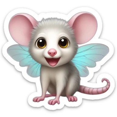 Adult wild opossum with fairy wings  sticker