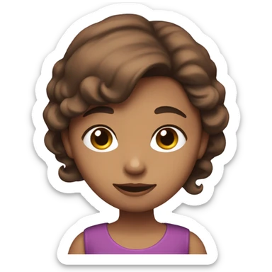 girl on the phone, no view of face, mysterious, has red highlights in her brown hair, and is wearing a tight purple dress with a pink bow sticker