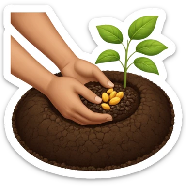 eine hand soll in die erde samen tun, ohne das nab abdere pflanzen sieht sticker