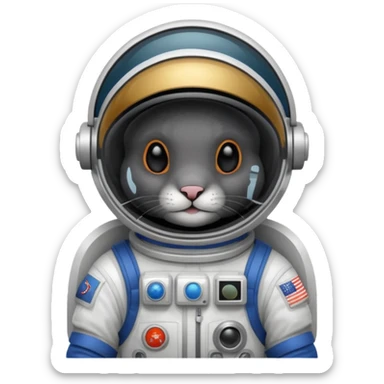 black rabbit with astronaut costume sticker