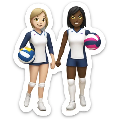 two Passionate volleyball player, one male and other female standing with a mikasa v200w ball sticker