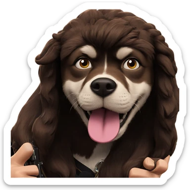 girl with dog and gun sticker