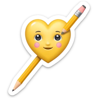 yellow heart with a pencil sticker