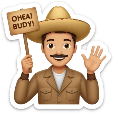 mexican holding sign that says oh yeah buddy boy sticker