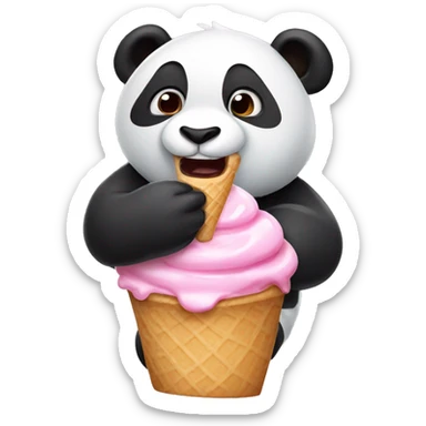 Panda eating ice cream sticker
