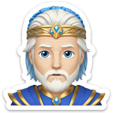 Odin with blue eyes, white hair, gold outfit sticker