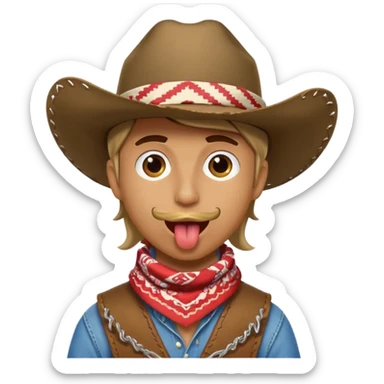 cowboy sticking tongue out sticker