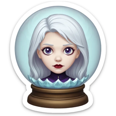 A Ghoulish Lady's head in a crystal ball sticker
