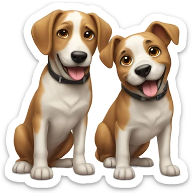 Two dogs playing  sticker