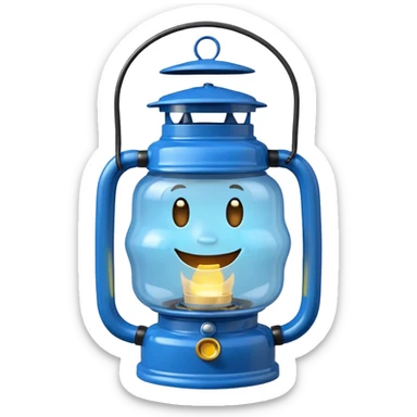 adorable cartoon blue oil lantern emoji, hurricane style with wire guard sticker