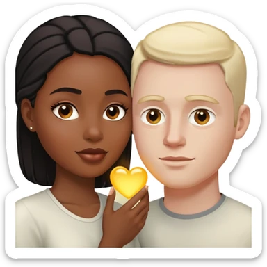 Black girlfriend taking care of sick white boyfriend sticker