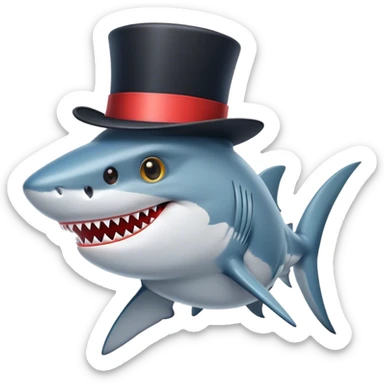 Shark with a top hat sticker