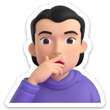 character with finger on lips making shush gesture, pointing at jaw, pressing cheekbones sticker
