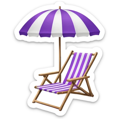 beach chair with striped purple umbrella sticker