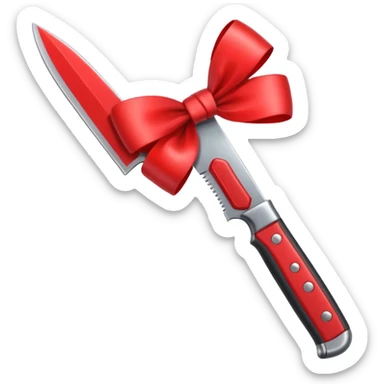 knife tied with a bow sticker