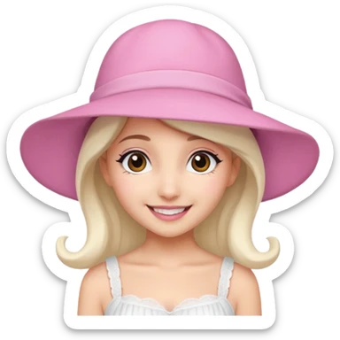 ariana rande wearing Pink Hat, white dress sticker