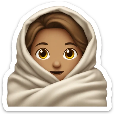 brown hair girl snuggled in a blanket sticker