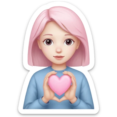 light pink heart in pale hands sticker