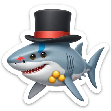 Shark with a top hat sticker