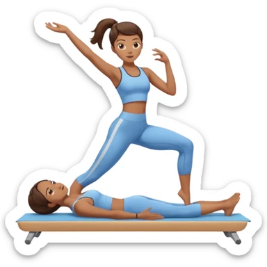 A tanned girl with brunette hair in her 20’s doing Pilates sticker