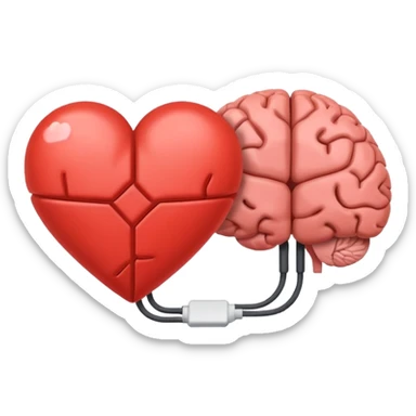 brain and heart connected by a line sticker