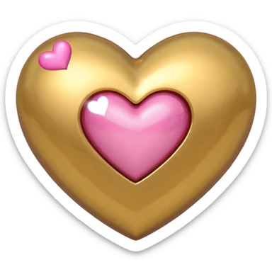 gold heart with one mini pink heart inside of it  sticker
