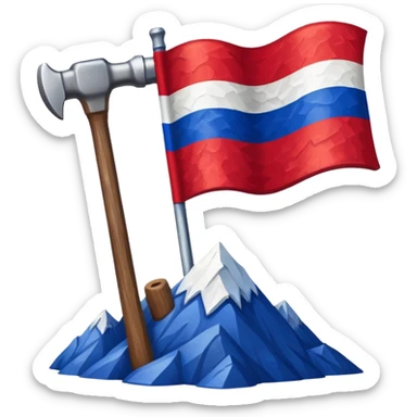 Flag depicting a mountain and a hammer sticker
