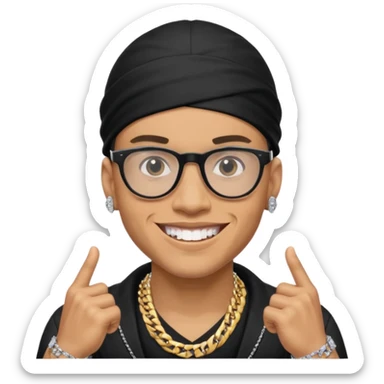 lightskin man with a black durag,a cuban link chain,glasses, and smiling flexing diamond studded teeth  sticker