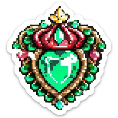 Crown-shaped member badge with green gemstones transitioning to red rubies at the tips sticker